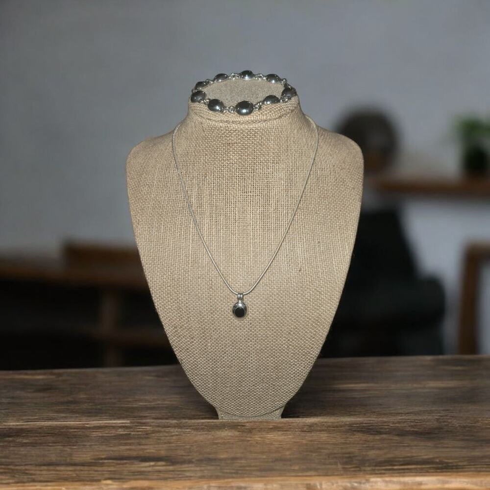 Silver Tone and Black Onyx Set